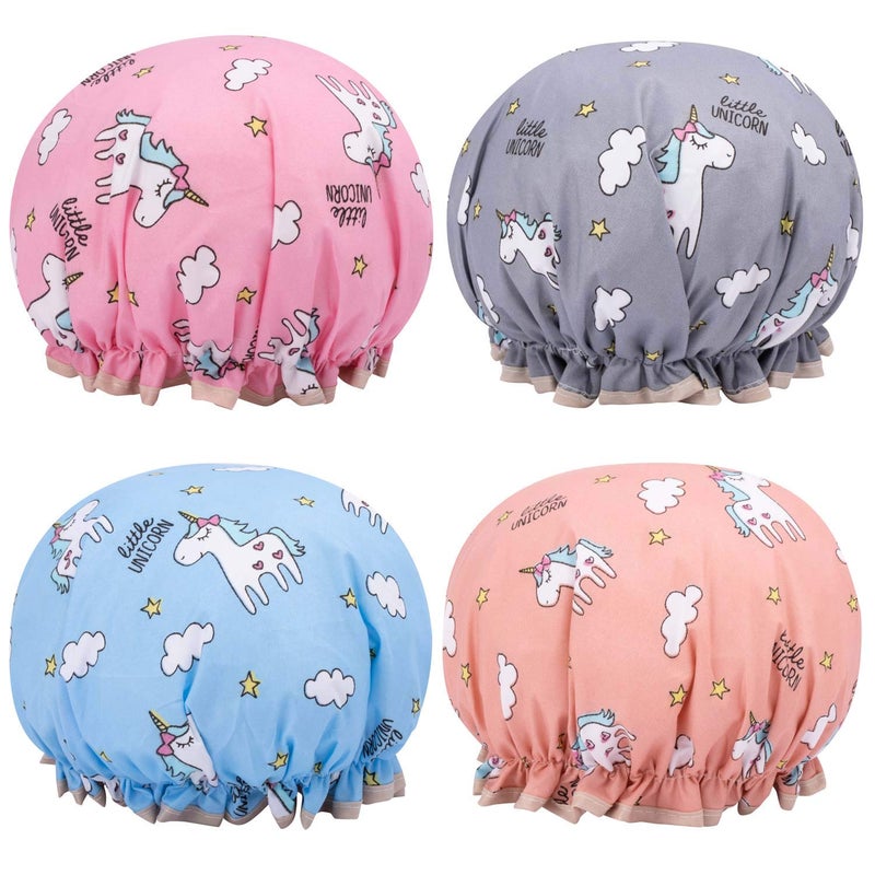 Tbestmax Unicorn Shower Caps for Long/Thick Hair  Cute Hair Cover for Women and Girl  Waterproof Bath Hat  Double Layer Bonnet - Image 1